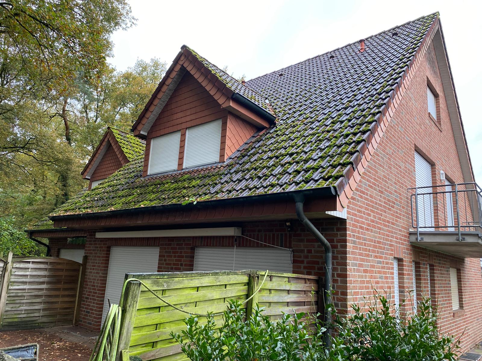 Verschmutztes Dach vor Reinigung